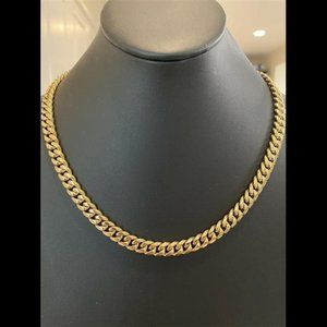 Real Miami Cuban Link Chain 14k Gold Plated Stainless Mens Necklace Choker 8mm